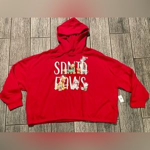 Disney Dogs SANTA PAWS Holiday Hoodie Christmas Pullover Crop Sweatshirt New 3XL